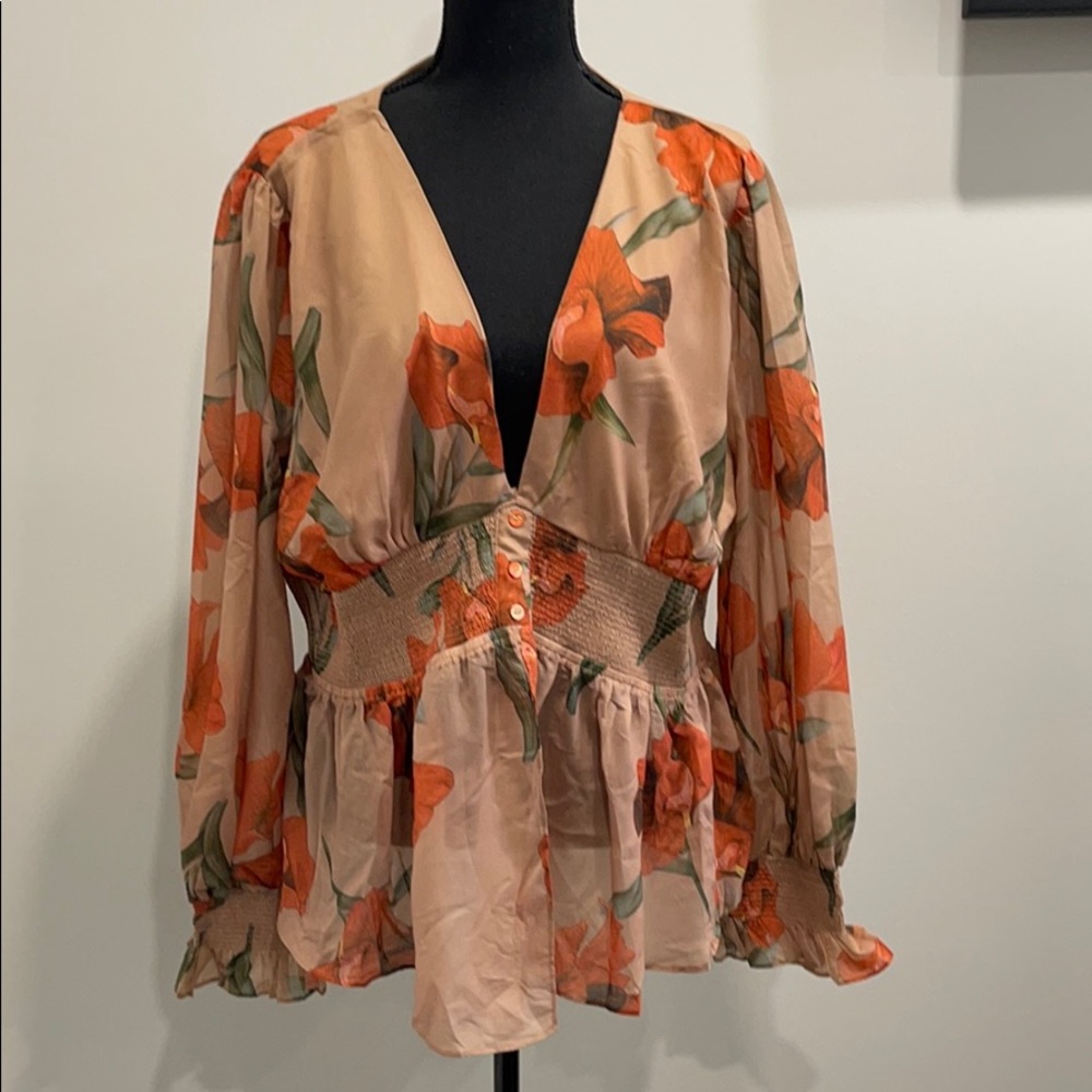 Plus plunge front blouse